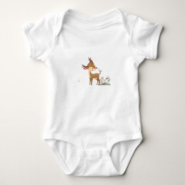 niedliche Hirschliebhaber Baby Strampler (Vorderseite)