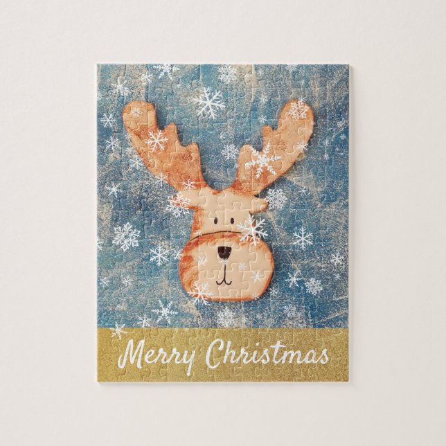 Niedliche Hirschschschneeflocke Frohe Weihnachtski (Vertikal)