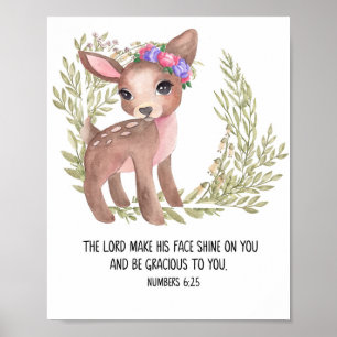 Niedliche Hirschwall Kunst, Bibelverse Kinderzimme Poster