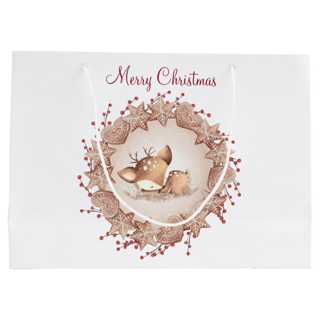 Niedliche Hirschweihnachtswanne Große Geschenktüte (Rückseite)