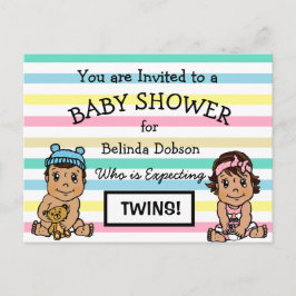 Niedliche Hispanic Twins Baby Dusche Einladungen