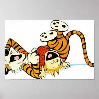 Niedliche Hobbes lachen auf den Tshirts der Bodenk Poster
