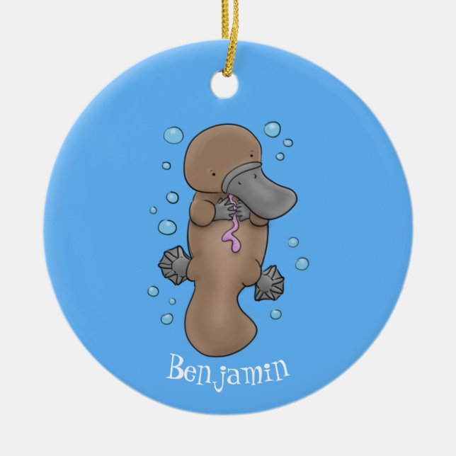Niedliche Hochglanztuch-Cartoon-Abbildung Keramik Ornament (Vorne)