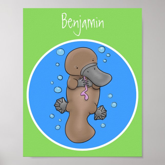 Niedliche Hochglanztuch-Cartoon-Abbildung Poster (Vorne)