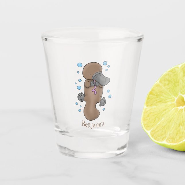 Niedliche Hochglanztuch-Cartoon-Abbildung Schnapsglas (Vorderseite)