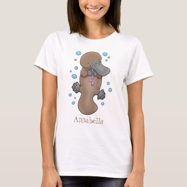 Niedliche Hochglanztuch-Cartoon-Abbildung T-Shirt (Vorderseite)