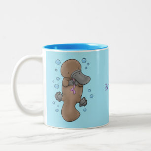 Niedliche Hochglanztuch-Cartoon-Abbildung Zweifarbige Tasse