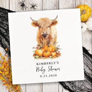 Niedliche Hochlandkuh Herbst Pumpkins Kinderdusche Serviette