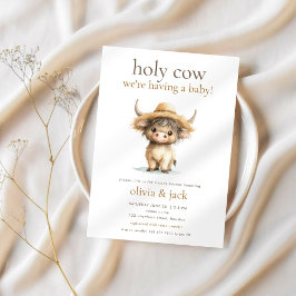 Niedliche Hochlandkuh mit einem Baby Einladung
