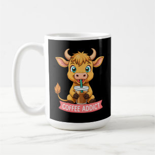Niedliche Hochlandkuh trinken Kaffee Addict Witz S Kaffeetasse