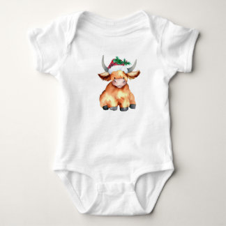 niedliche Hochlandkuh-Weihnachtsabend Baby Strampler