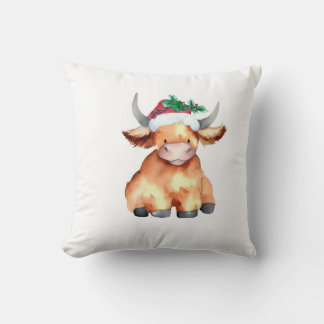 niedliche Hochlandkuh-Weihnachtsabend Kissen