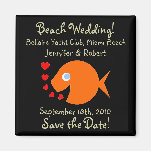 Niedliche Hochzeit am Strand retten das Datum Magnet (Vorne)