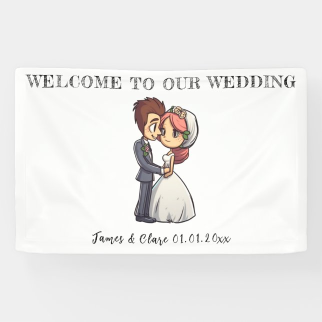 Niedliche Hochzeit Banner (Horizontal)