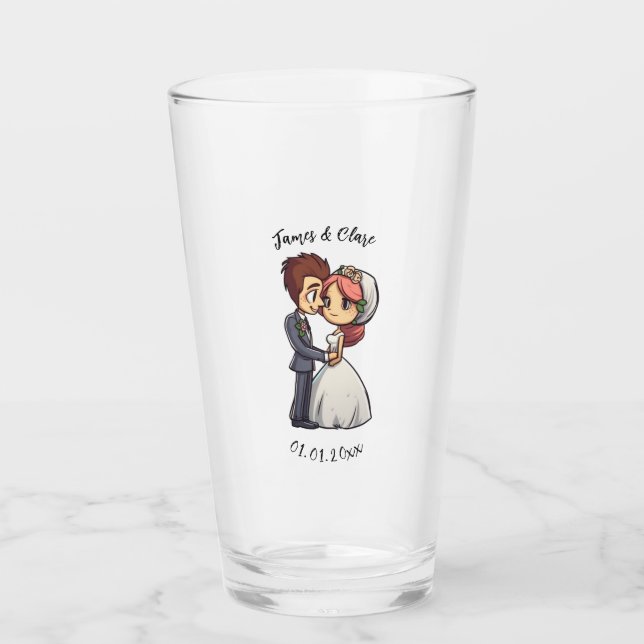 Niedliche Hochzeit Glas (Vorderseite)