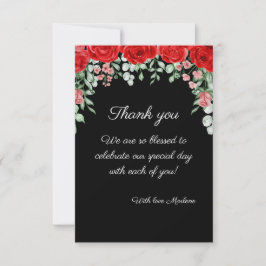 Niedliche Hochzeit in Schwarz und Rot Dankeskarte