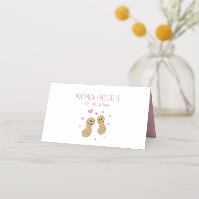 Niedliche Hochzeit mit lustigen Nüssen Platzkarte (Rückseite)