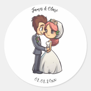 Niedliche Hochzeit Runder Aufkleber