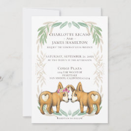 Niedliche Hochzeit von Korgi-Hunden Einladung