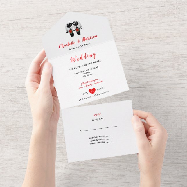 Niedliche Hochzeit von Lesbian Brides All In One Einladung (Abreißen)