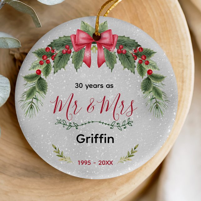 Niedliche Hochzeit Weihnachten zum Jubiläum Keramik Ornament (Von Creator hochgeladen)