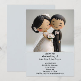 Niedliche Hochzeitseinladung zur asiatischen Liebe Einladung