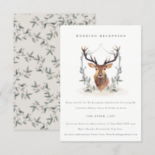 Niedliche Hochzeitsempfehlung für Deer Floral Wapp Begleitkarte