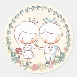 Niedliche Hochzeitskleber für Braut und Groom Runder Aufkleber
