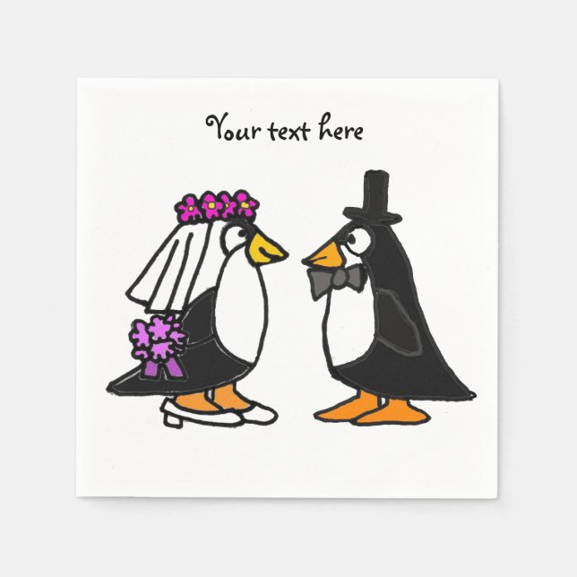 Niedliche Hochzeitspinguine Papier Napkins Serviette (Vorderseite)