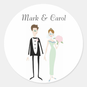Niedliche Hochzeitsticker Runder Aufkleber