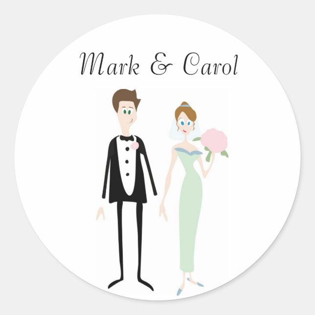 Niedliche Hochzeitsticker Runder Aufkleber (Vorderseite)