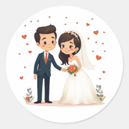 Niedliche Hochzeitsticker Runder Aufkleber
