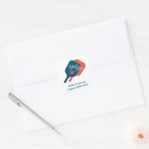Niedliche Hochzeitsticker von Mr. und Mrs. pickleb Quadratischer Aufkleber