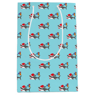 Niedliche Holiday Shark Geschenktasche Mittlere Geschenktüte