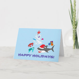 Niedliche Holiday Shark Grußkarte Karte