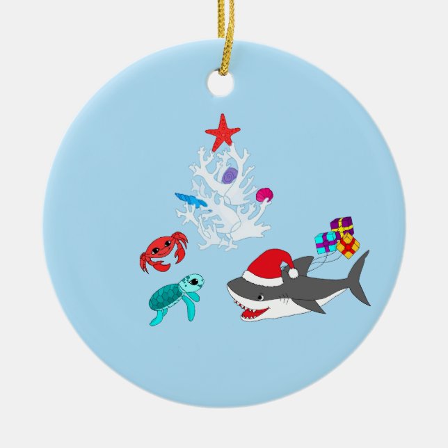 Niedliche Holiday Shark Ornament (Vorne)