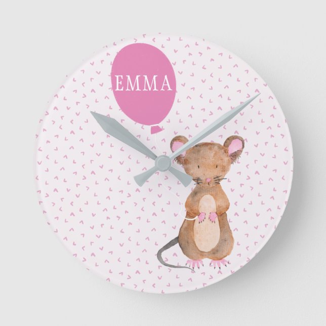 Niedliche Holz-Maus-Kinder / Kinderzimmer-Wall-Uhr Runde Wanduhr (Vorderseite)