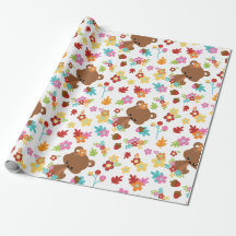 Niedliche Holzbären & Blume Baby Girl Babydusche