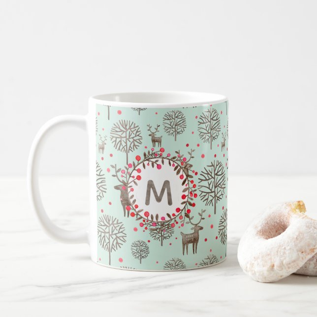 Niedliche Holzbodenreiniger und Aquarellfarben, Mo Kaffeetasse (Mit Donut)