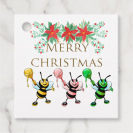 Niedliche Honey Bees Gold Frohe Weihnachten Geschenkanhänger