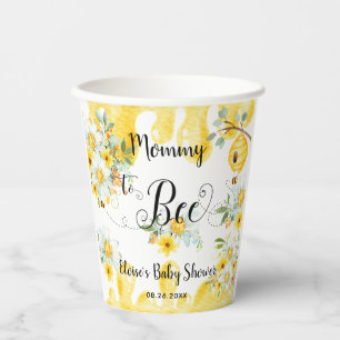 Niedliche Honey Bees Yellow Floral Baby Dusche Pappbecher