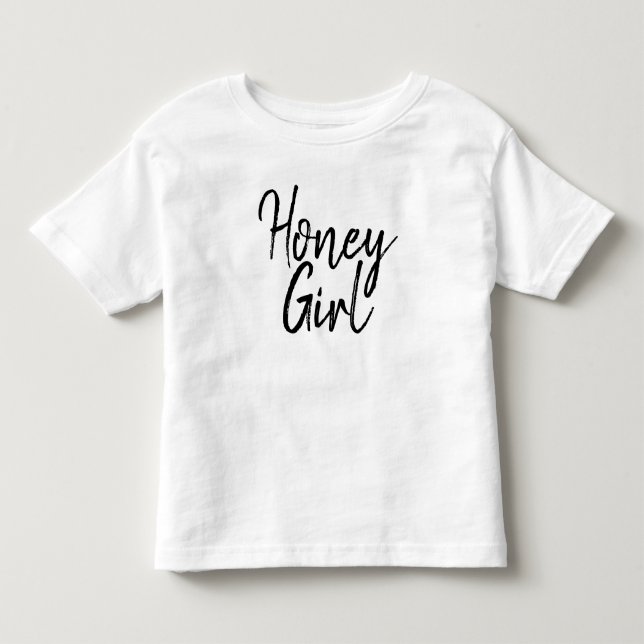 Niedliche Honey Girl Typografie Black & White Girl Kleinkind T-shirt (Vorderseite)