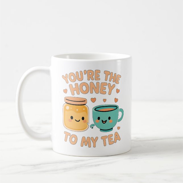 Niedliche Honig und Tee-Liebe Kaffeetasse (Links)