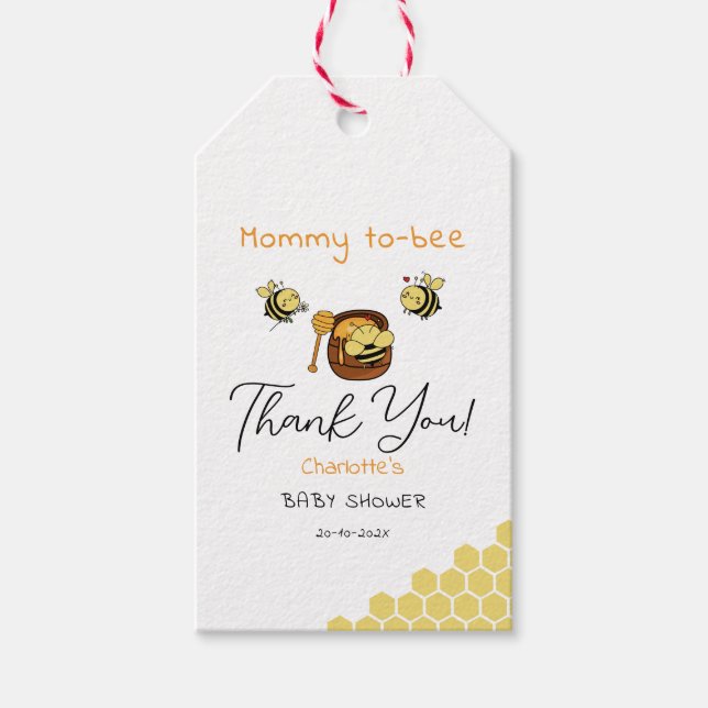 Niedliche Honigbiene mit Sweet Honey Baby Dusche Geschenkanhänger (Vorderseite)