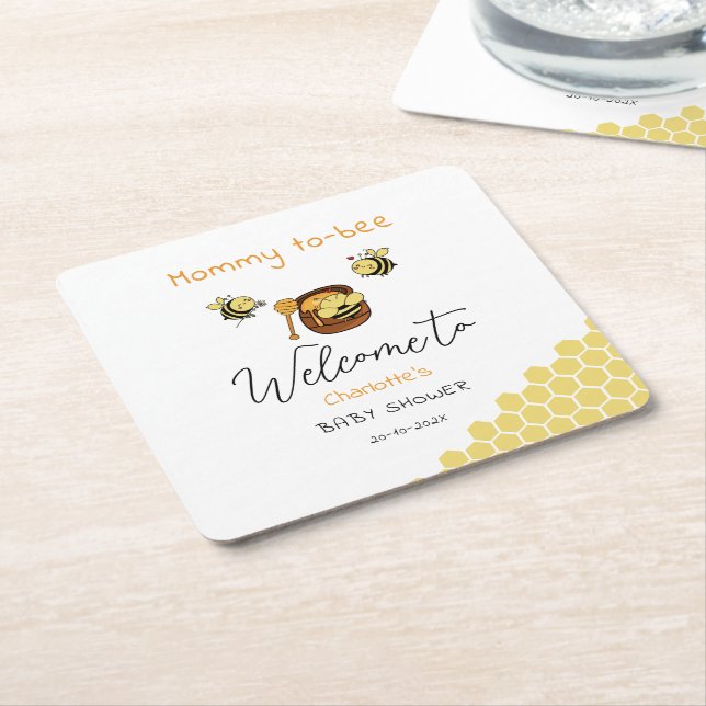 Niedliche Honigbiene mit Sweet Honey Baby Dusche Rechteckiger Pappuntersetzer (angewinkelt)