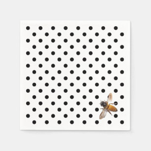 Niedliche Honigbiene-Retro-Schwarz-weiße Polka-Dot Serviette