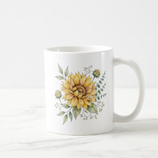 Niedliche Honigbiene Sonnenblume Wasserfarbe Garte Kaffeetasse