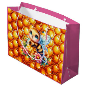 Niedliche Honigbiene und Honeycomb Themed Baby Dus Große Geschenktüte