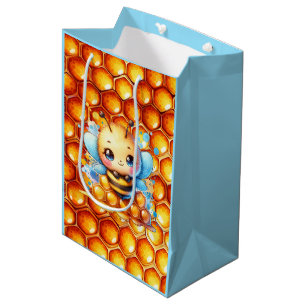 Niedliche Honigbiene und Honeycomb Themed Baby Dus Mittlere Geschenktüte
