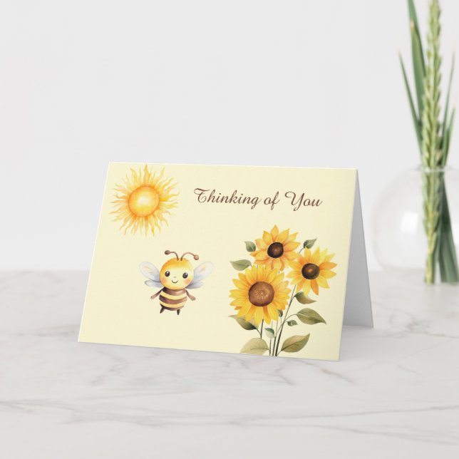 Niedliche Honigbiene und Sonnenblume Karte (Vorderseite)